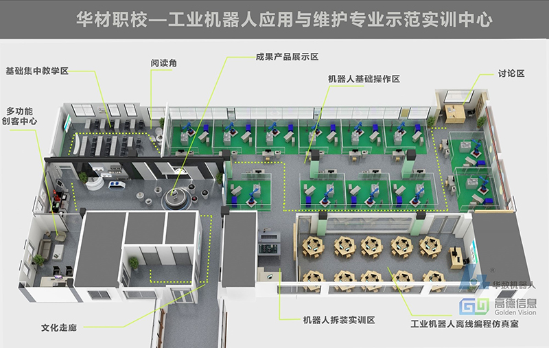 华材职校—工业机器人应用与维护专业示范实训中心